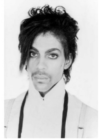 black-and-white image of Prince
